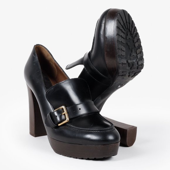 Marni Heeled Platform Leather Moccasins - Picture 1 of 9